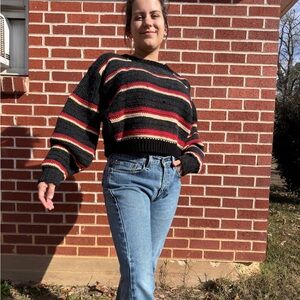Striped Black and Red Women's Sweater